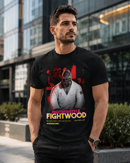 Fightwood Fightwithstyle Gorilla Black Männer Premium T-Shirt, judo, bjj, shirt