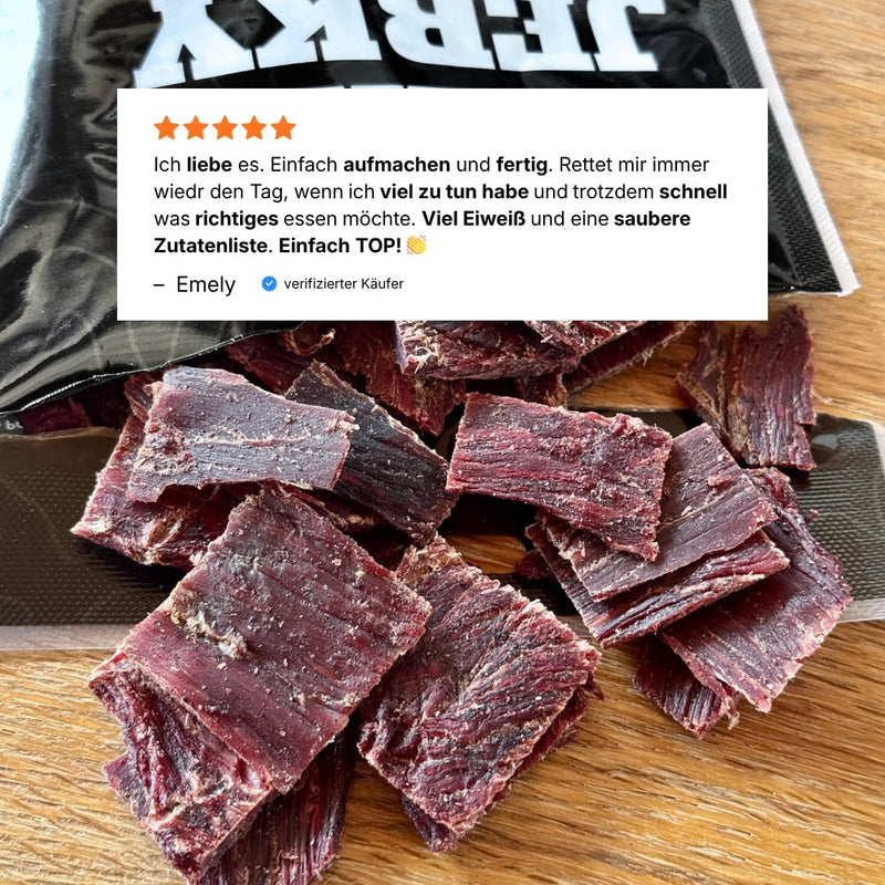 Powerhouse Clean Jerky PRIME PEPPER 60 g – Beef Jerky mit 33 g Protein