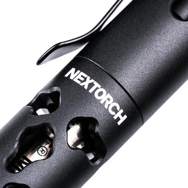 NEXTORCH NP20 Dino Pen Tactical Pen Glass Breaker, Kubotan + Ballpoint Pen Black