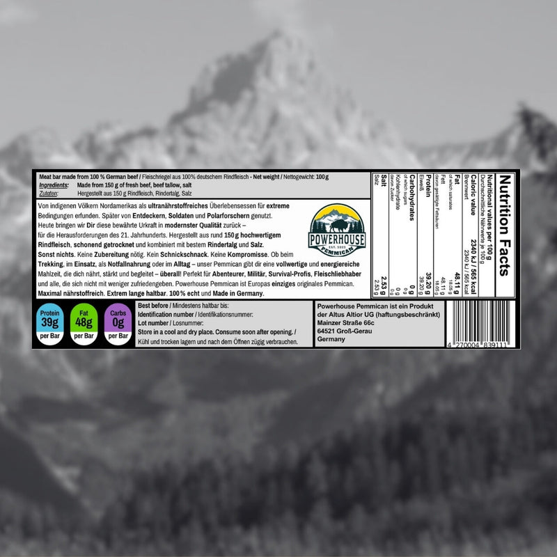 Powerhouse Pemmican PURE – Survival Food aus 100 % Rindfleisch