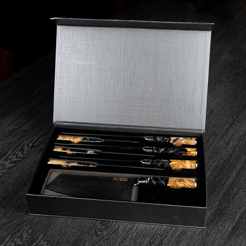 Professional Onyx Set – 7-piece Damascus knife set with VG-10 core