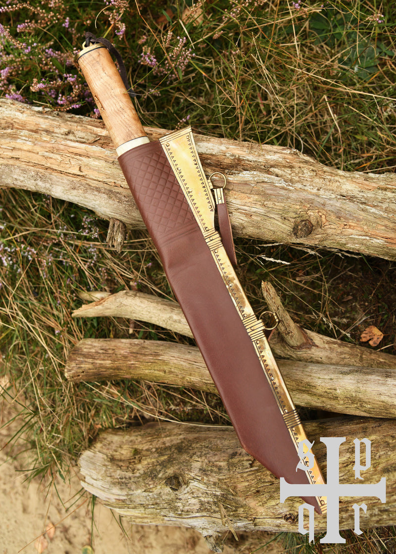 Scramasax / Viking Seax made of 256-layer Damascus steel with wood/bone handle