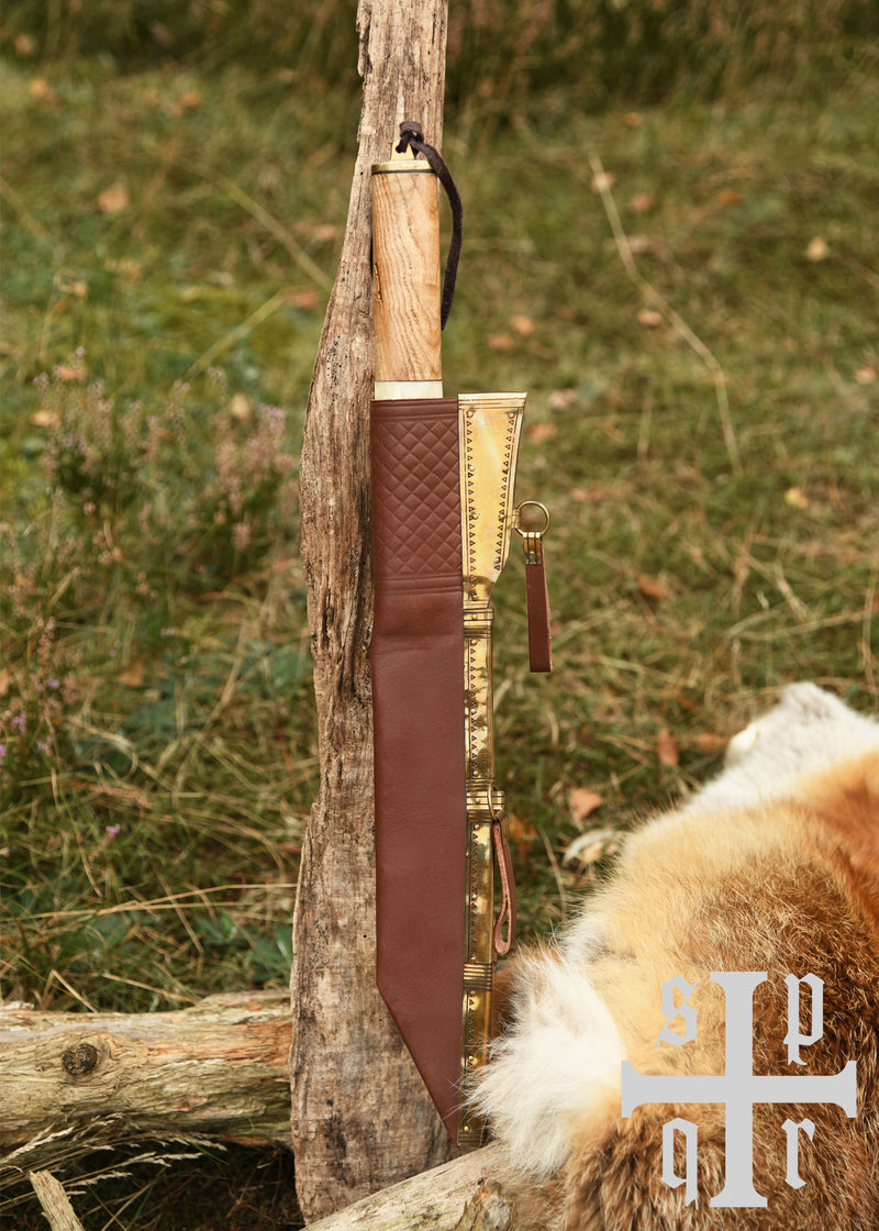 Scramasax / Viking Seax made of 256-layer Damascus steel with wood/bone handle
