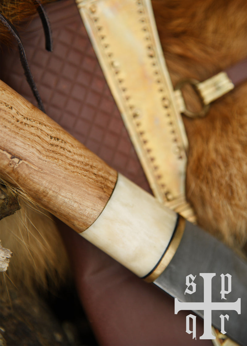 Scramasax / Viking Seax made of 256-layer Damascus steel with wood/bone handle