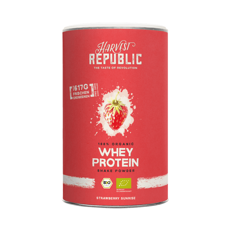 Bio Whey Protein Erdbeere – Strawberry Harvest – 19,3% Bio-Erdbeerpulver (gefriergetrocknet)