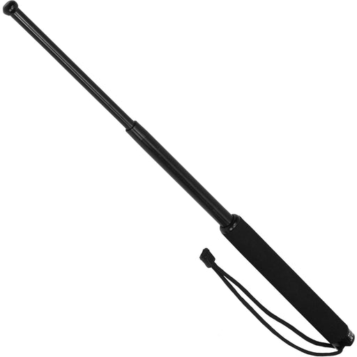 BlackField Teleskop-Schlagstock 21 Zoll, Stahl mit Moosgummi-Griff, 54 cm geöffnet, Nylonetui, 430 g