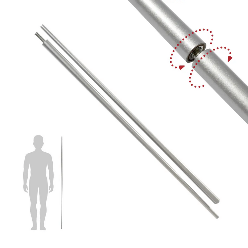 Zerlegbarer Bo-Stab Silber mit stabiler Schraubverbindung und Tragetasche