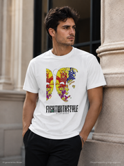 Fightwood Fightwithstyle Color Mask Herren Premium T-Shirt Hell in Vorderansicht