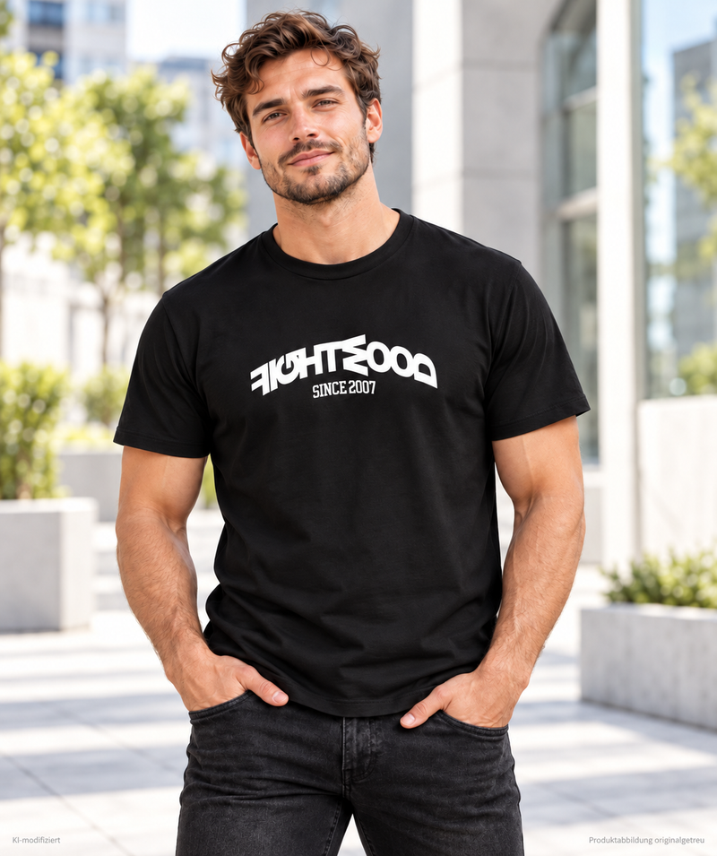 Fightwood Muddled Herren T-Shirt in Schwarz – sportliche Premium Streetwear mit kraftvollem Motiv. Mode