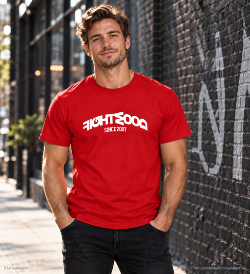 Rotes Fightwood Muddled Männer Premium T-Shirt mit kraftvollem Fightwood-Design