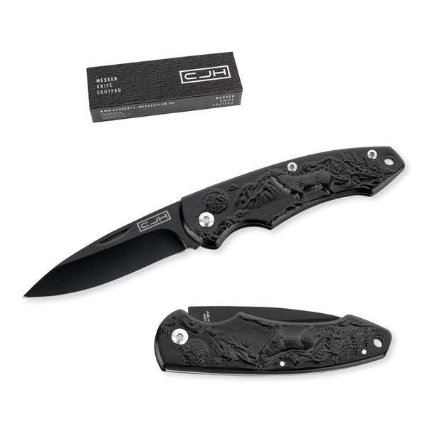 CJH pocket knife, Wolf, black