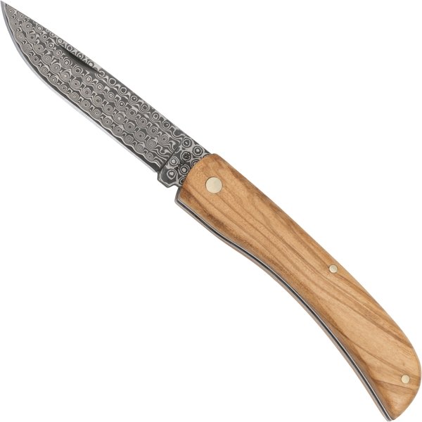 Haller Damascus Pocket Knife Olive Wood