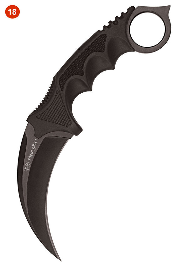 Honshu Karambit Knife, Black, with Shoulder Strap