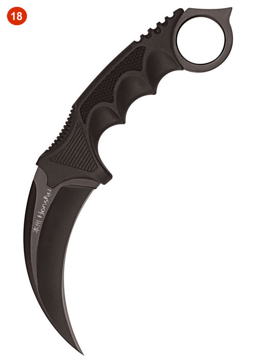 Honshu Karambit-Messer, Schwarz, mit Schultergurt