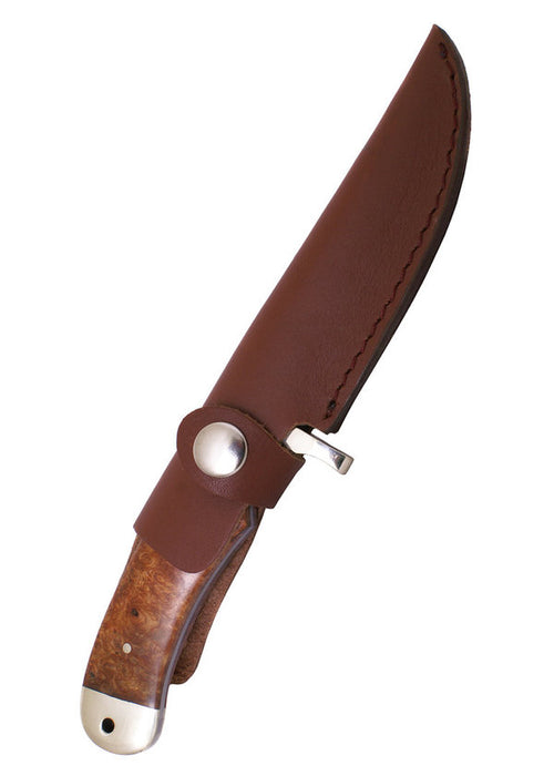 Damascus knife with leather sheath