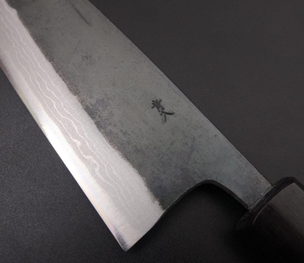 Santoku Blue Steel #2 Kurouchi Damascus Steel Shitan Handle 165mm