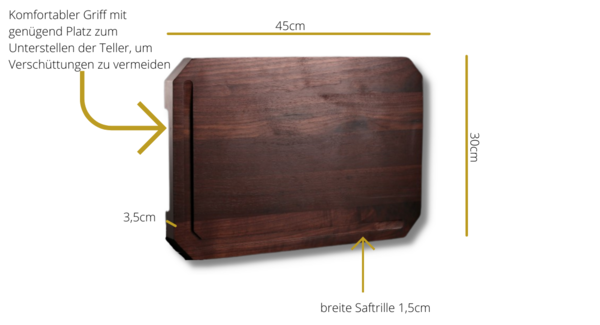 PUMA cutting board with juice groove 45x30cm, walnut