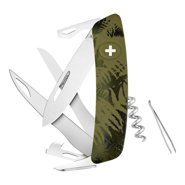 D07 Pattern SWIZA Pocket Knife D07 SCISSORS - Green / Pattern — Fightwood