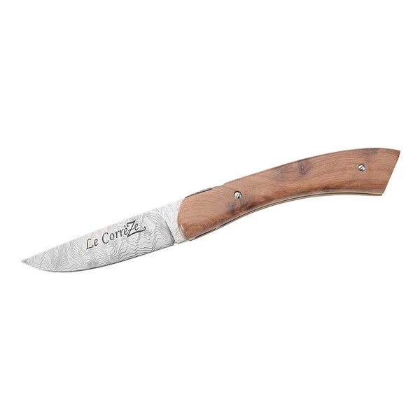 L' ATELIER DES COUTEAUX pocket knife LE CORREZE Damascus Thuya