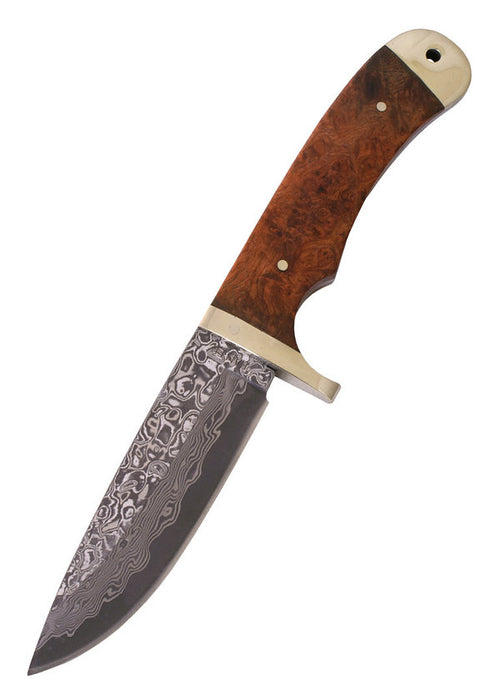 Damascus knife with leather sheath