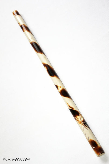 Escrima stick made of privet wood with spiral pattern part hand-engraved