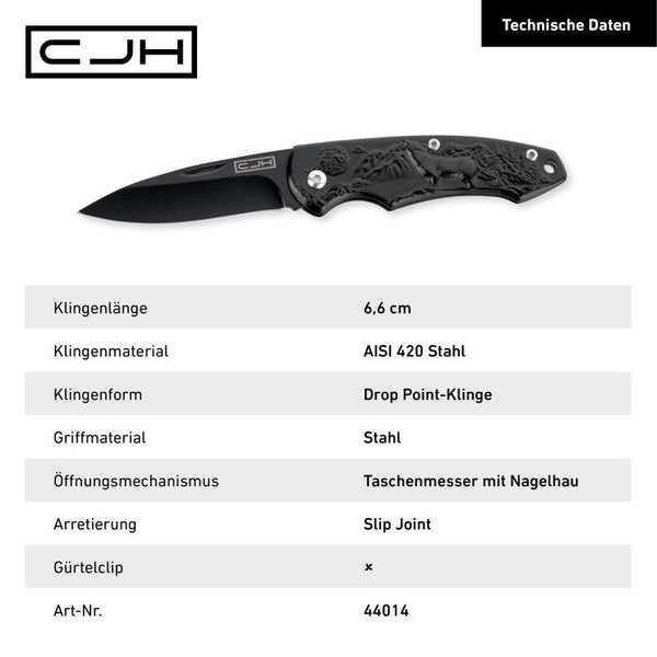 CJH pocket knife, Wolf, black