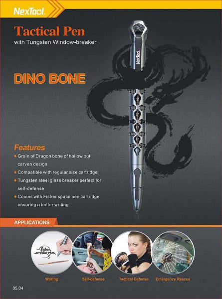 NEXTOOL KT5506 Dino Pen Tactical Pen by Nextorch Glass Breaker, Kubotan + Ballpoint Pen