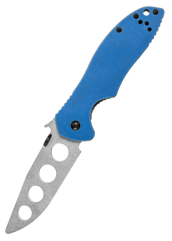 Kershaw Emerson E-Train Trainingsmesser in Sicherheitsblau, geschlossen, G-10 Griff