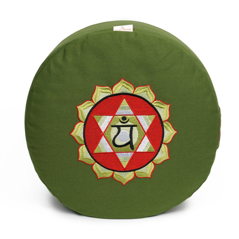 Glückssitz® Chakra Meditationskissen – Zafu Yogakissen aus Baumwolle mit Buchweizenschalen (33 cm)