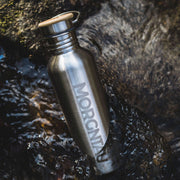 MORGNTAU Edelstahl Trinkflasche mit Bambusdeckel für Outdoor und Alltag