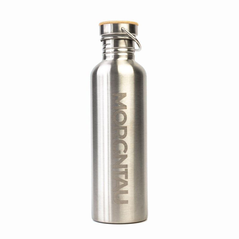 MORGNTAU Wasserflasche aus rostfreiem Edelstahl mit natürlichem Bambusdeckel