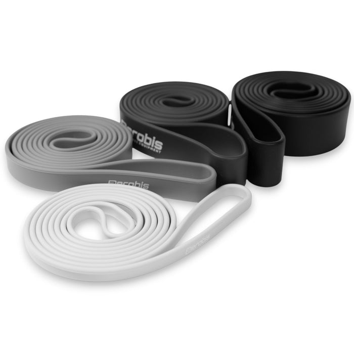 Powerbands 2.0 – Set aus 4 Premium Widerstandsbändern (Silikon, latexfrei) – 100 cm – bis 100 kg Gesamt-Widerstand inkl. Nylon-Beutel