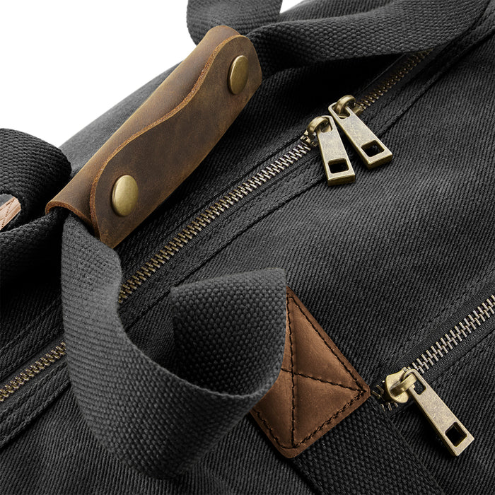 Heritage Waxed Canvas Holdall – Gewachste Weekender-Tasche 19 L, Lederdetails