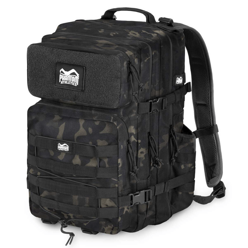 Phantom Athletics DELTA Rucksack 45L in Schwarz Camo – Frontansicht