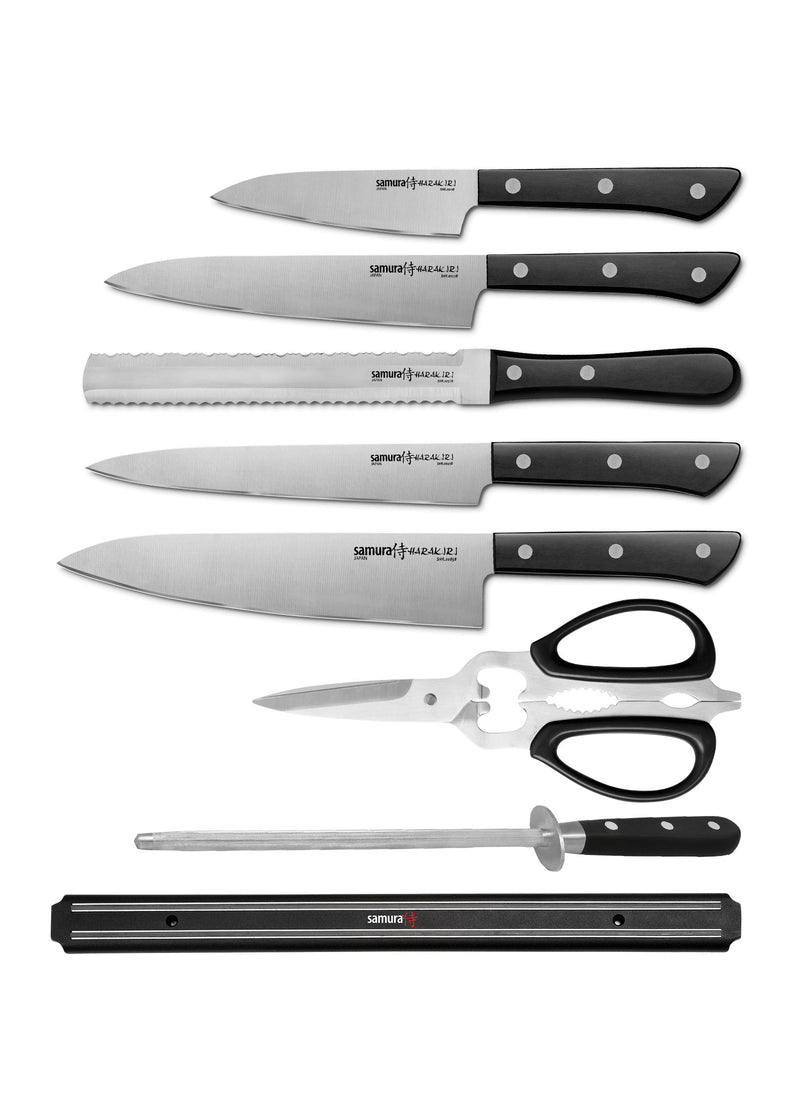 Samura Harakiri Super Set 8-teiliges Küchenmesser-Set mit Wetzstahl und Magnetleiste