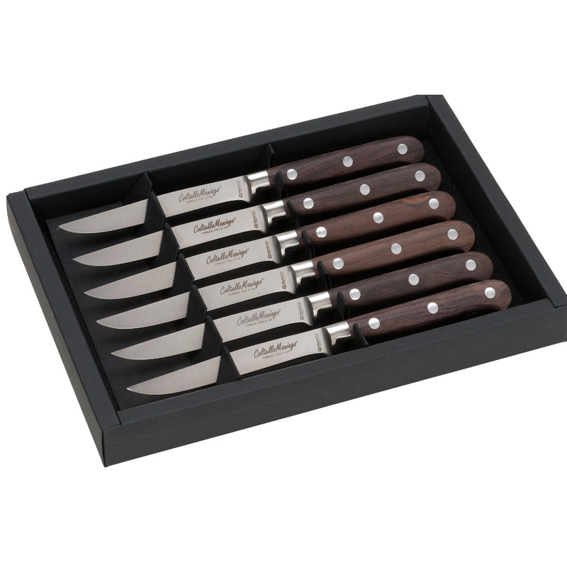 Steakmesser 6er Set mit Palo Santo Holzgriffen im Geschenkkarton