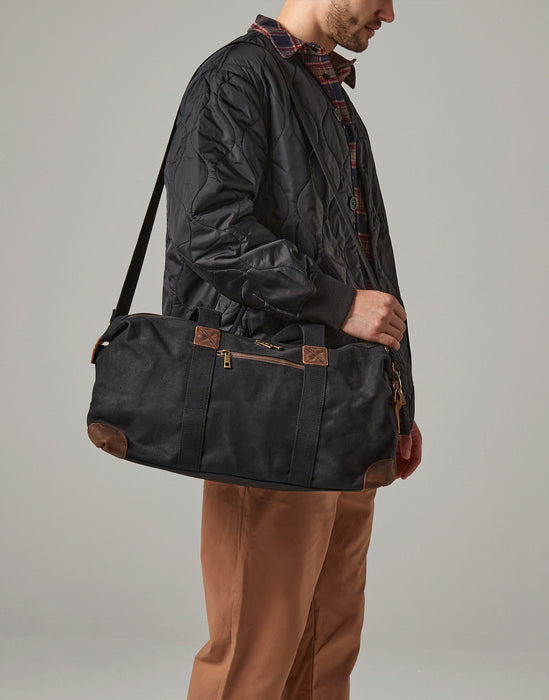 Heritage Waxed Canvas Holdall – Gewachste Weekender-Tasche 19 L, Lederdetails